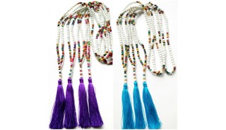 wooden beads colorful mix tassels necklaces handmade 60 Pieces shipping free